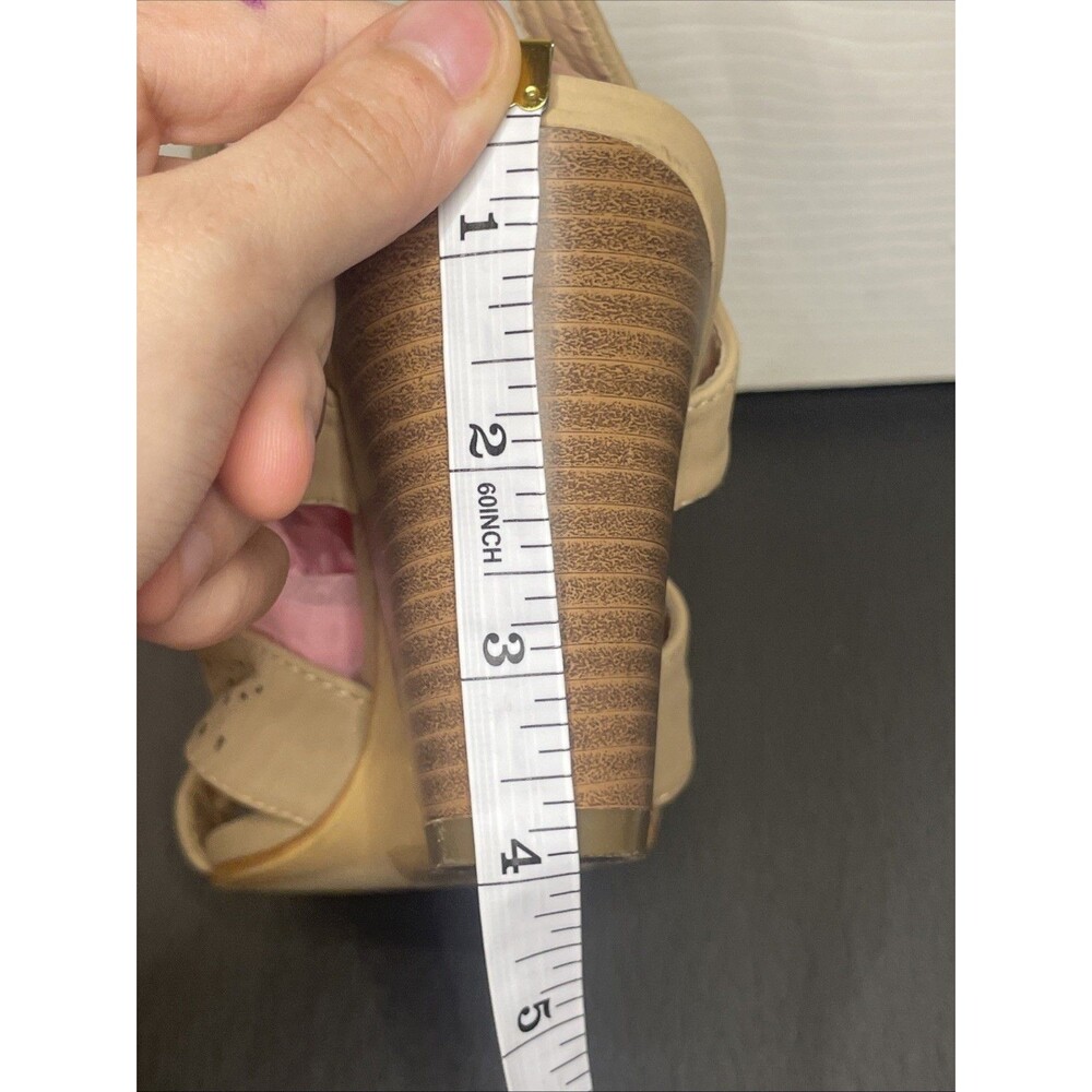 Size 7.5 ‘Forever’ Nude Cutout Slingback Sandals – 3.5” Block Heel Summer Heels - Picture 7 of 7
